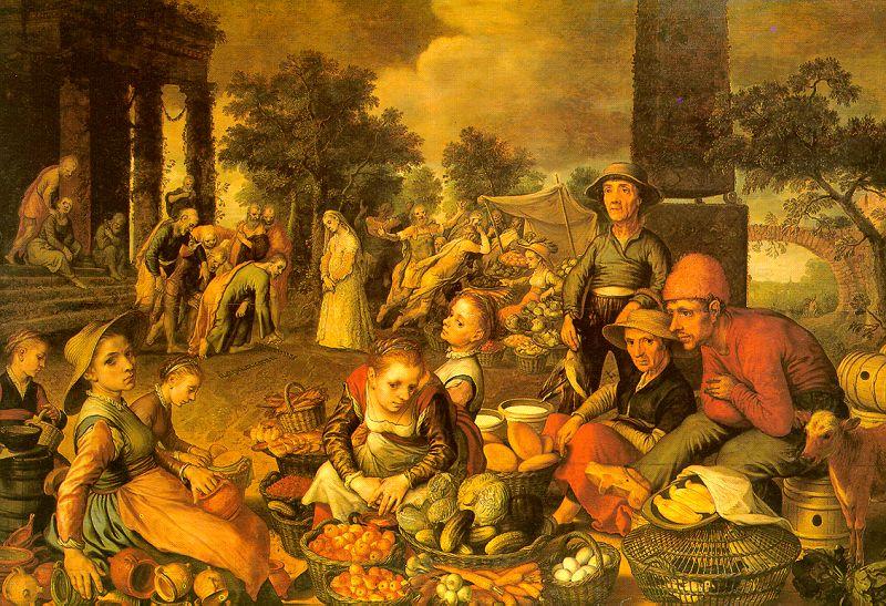 Pieter Aertsen Market Scene with Christ and the Adulteress Germany oil painting art